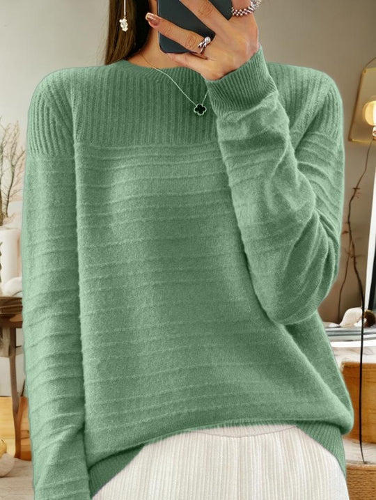 Retro Solid Color Jacquard Wool Sweater