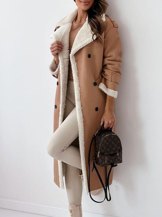 Double-layer Stand-up Collar Composite Fur Coat