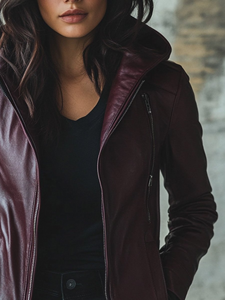 Fashion Retro Hooded Warm Leather Jacket