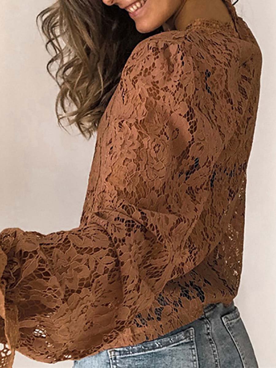 Women's Trumpet Sleeve Lace Blouse