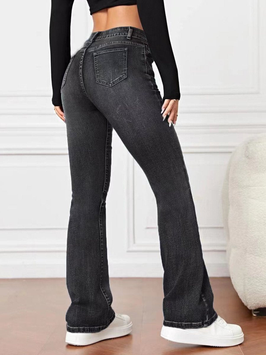 Fashionable and Versatile High Waist Bootcut Jeans