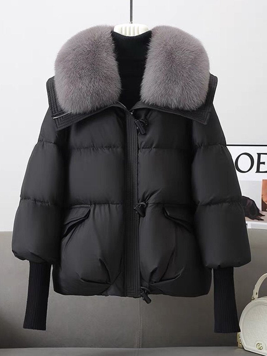 Chic Oversized Down Jacket with Plush Fur Collar