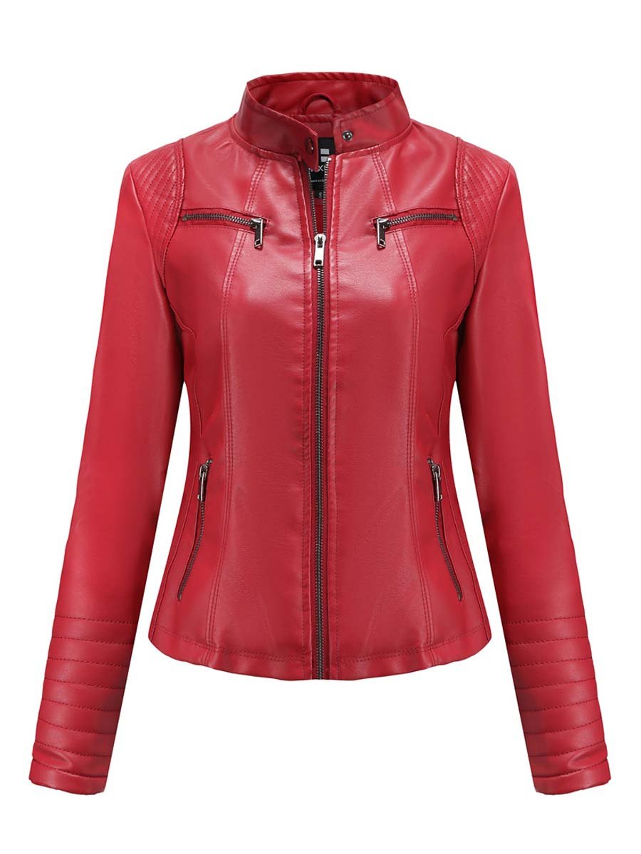 Women's Vintage Zip-Up Biker Jacket