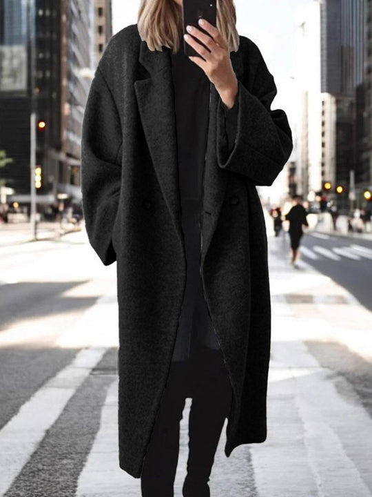 Fashion Lapel Woolen Long Coat