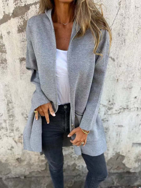 Hooded Long-Sleeved Loose Woolen Coat