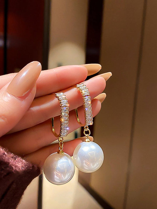 925 Silver Needle Simple Fashion Pearl Earrings