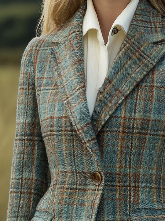 Women's Retro Plaid Blazer