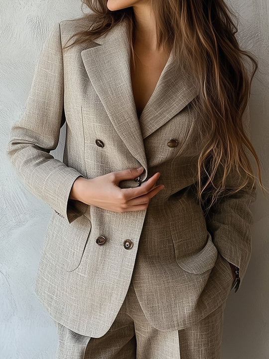 Casual and Comfortable Cotton and Linen Long-sleeved Suit Jacket