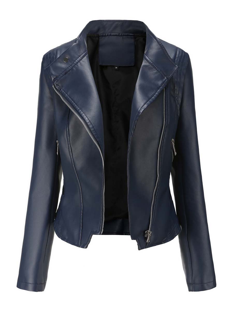 Women's Lapel Slim Leather Jacket