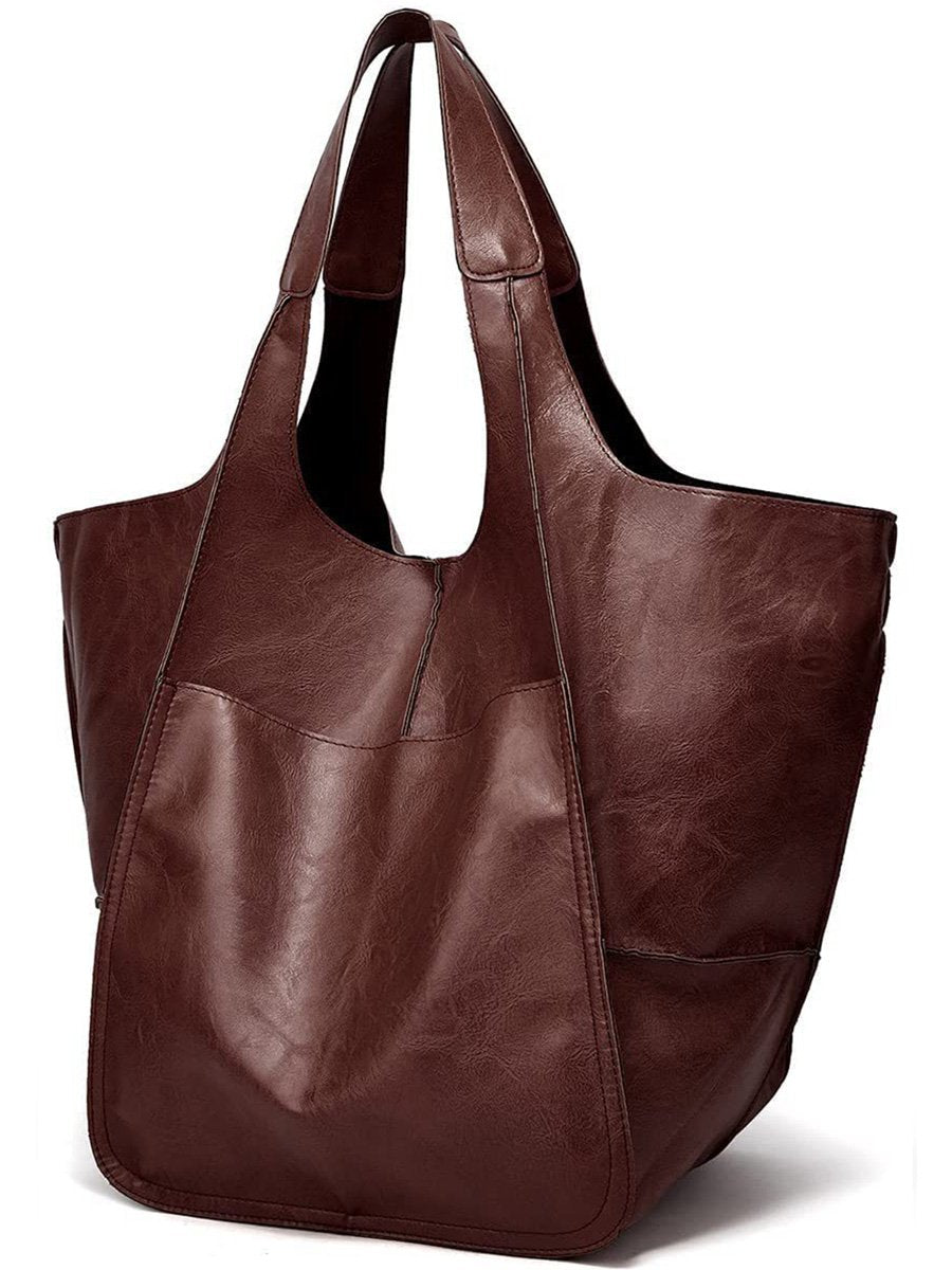 Retro Simple Soft Leather Large Capacity Handbag