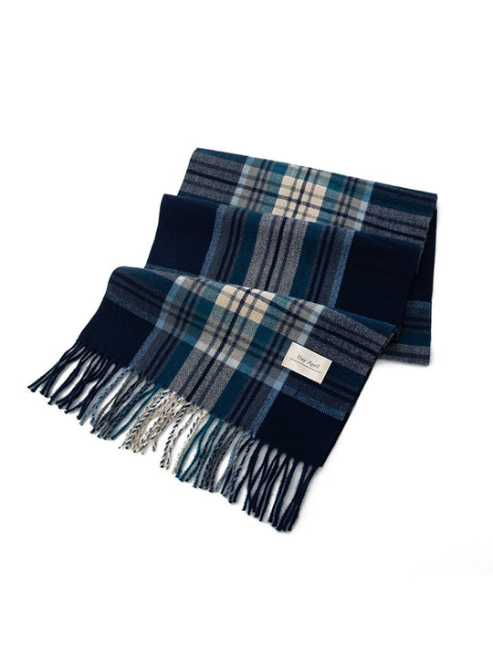 Christmas Plaid Warm Cashmere Tassel Scarf