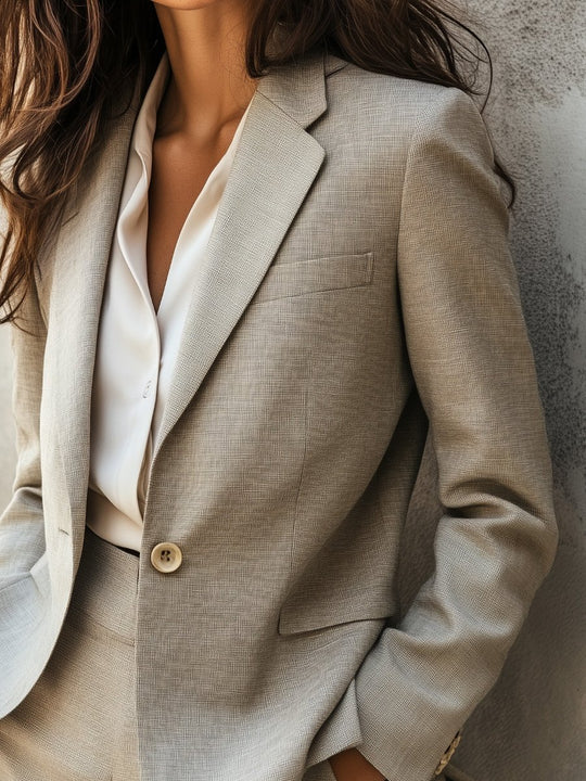 Fashionable and Comfortable Cotton and Linen Long-sleeved Suit Jacket