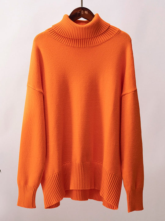 Turtleneck Loose Classic Versatile Solid Color Pullover Sweater