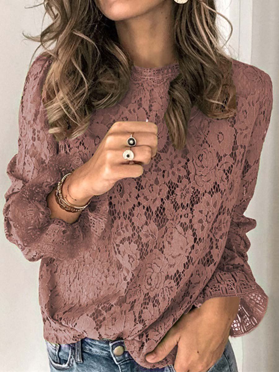 Women's Trumpet Sleeve Lace Blouse