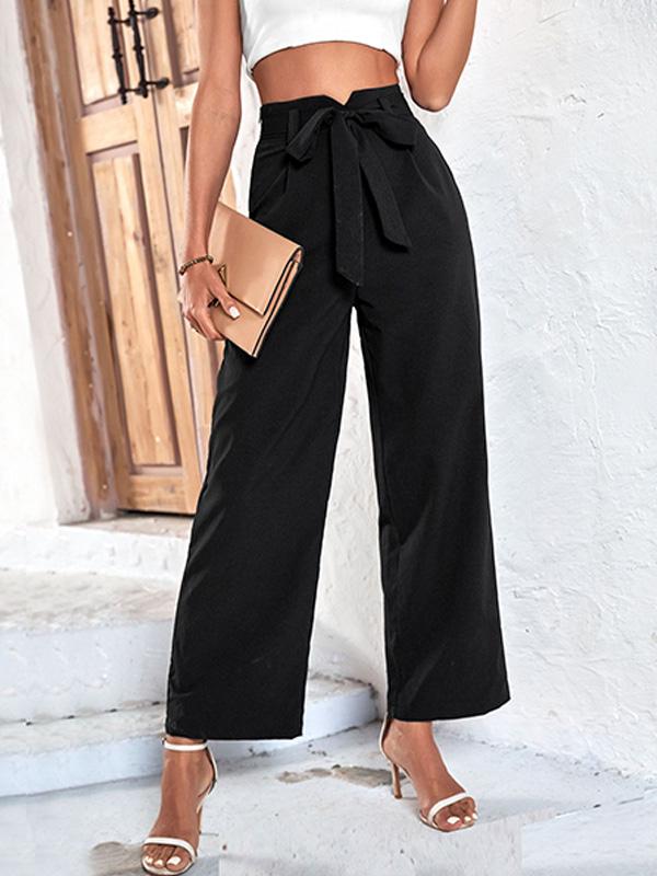 Belted Commuting High-waisted Wide-leg Pants for The Workplace 53110366