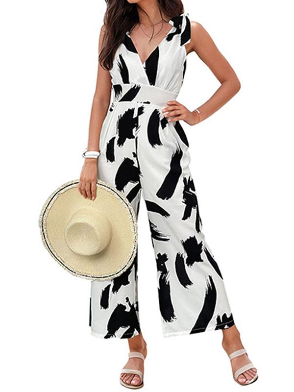 Sleeveless Brush Print Jumpsuit 18859005YM