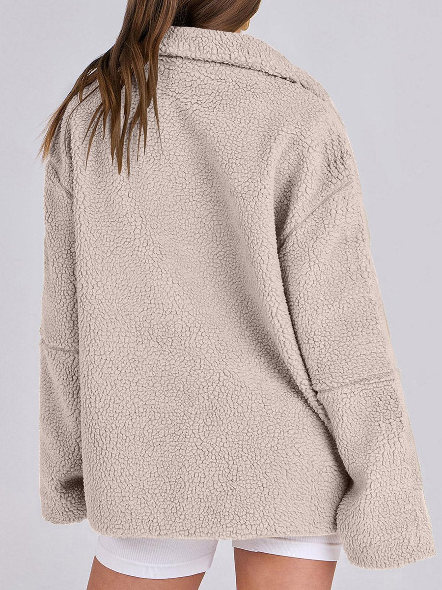 Women's Solid Color Lamb Wool High Collar Wool Coat