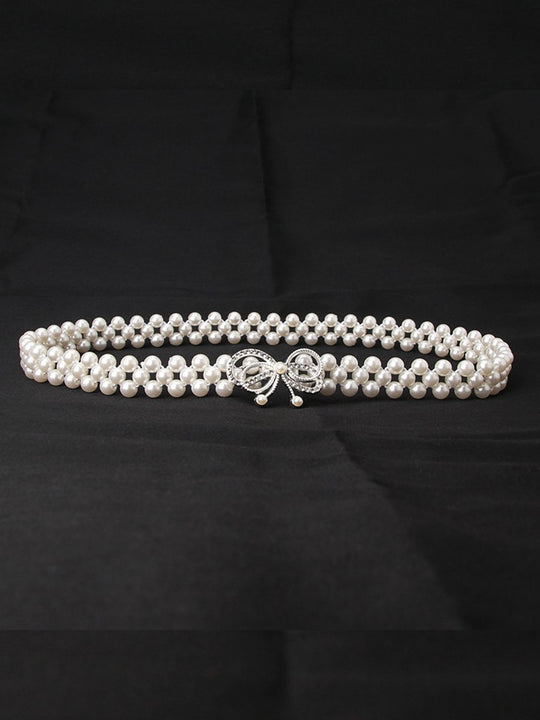 Women's Fashion Pearl Rhinestone Decorated Belt