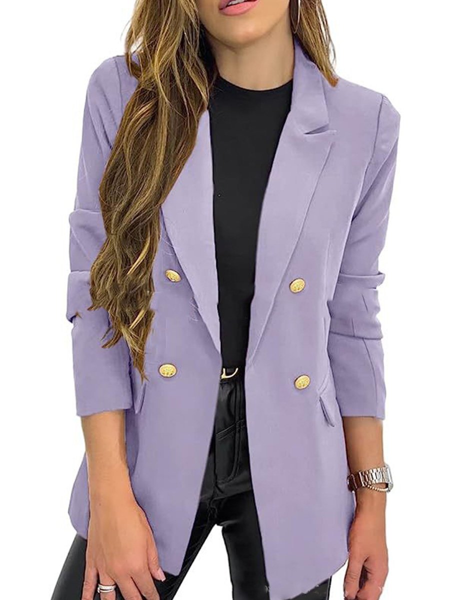 Women's Solid Color Casual Long Sleeve Lapel Button Blazer