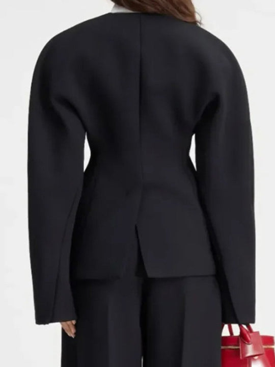 Temperament Collarless Single-breasted Wide-shoulder Waist Suit