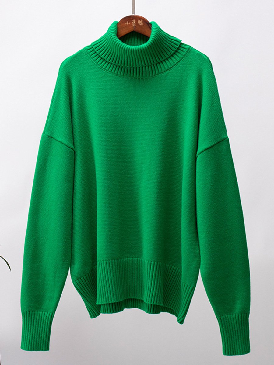 Turtleneck Loose Classic Versatile Solid Color Pullover Sweater