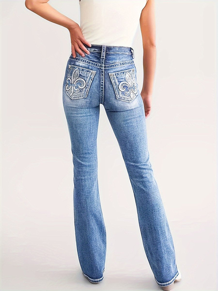 Women's Embroidered Casual Slim Jeans