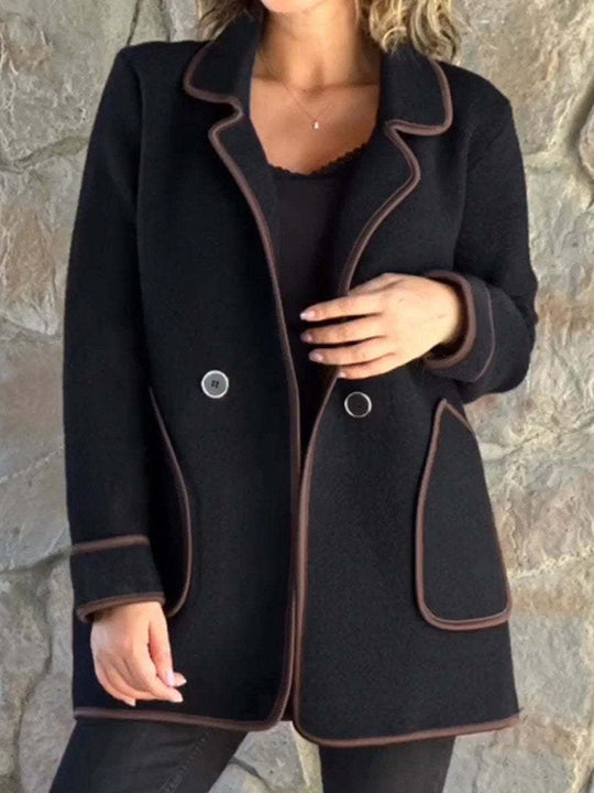 Fashionable and Elegant Suit Collar Double-faced Woolen Coat