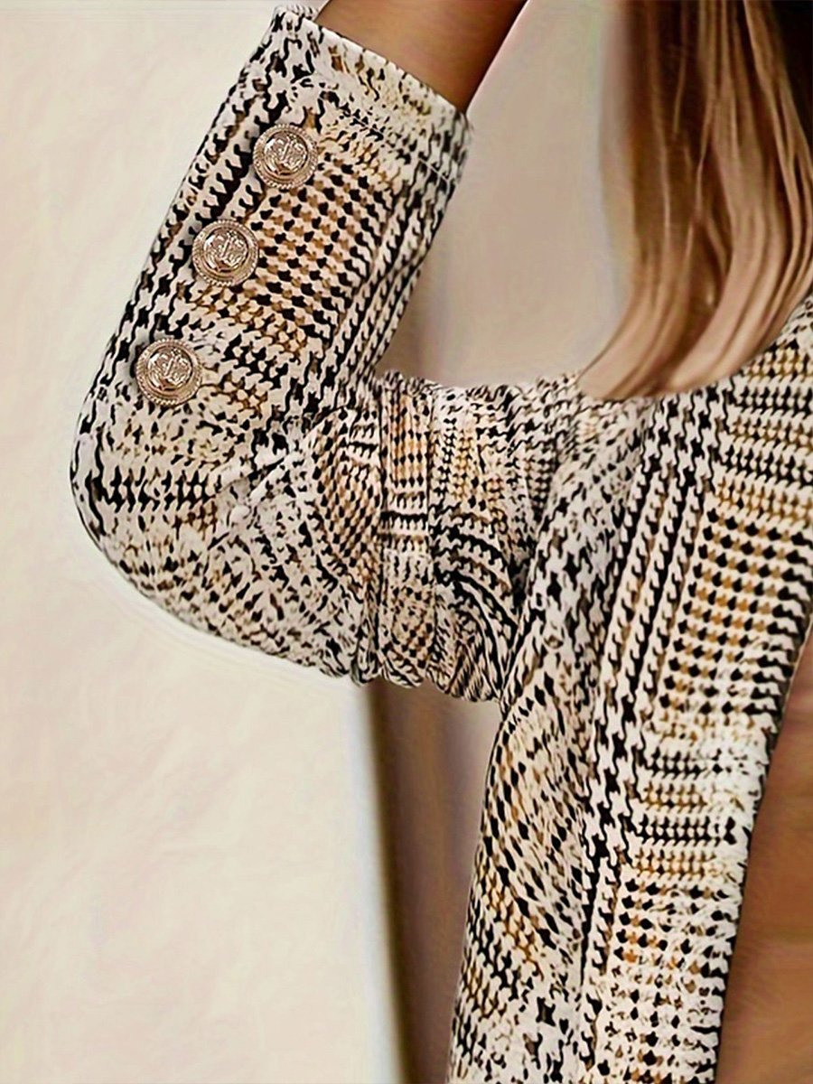 Fashionable and Versatile Houndstooth Long-sleeved Suit Jacket