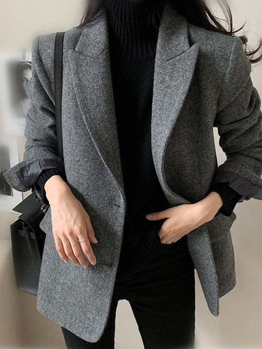 Solid Color Wool Suit Jacket