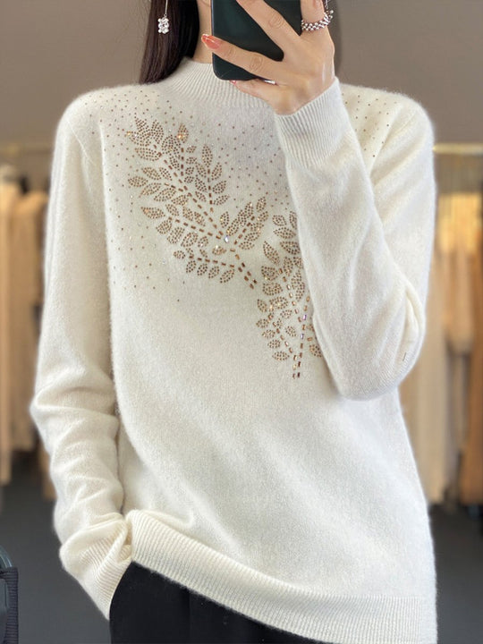 Fashionable Loose Rhinestone Long-sleeved Pullover Sweater