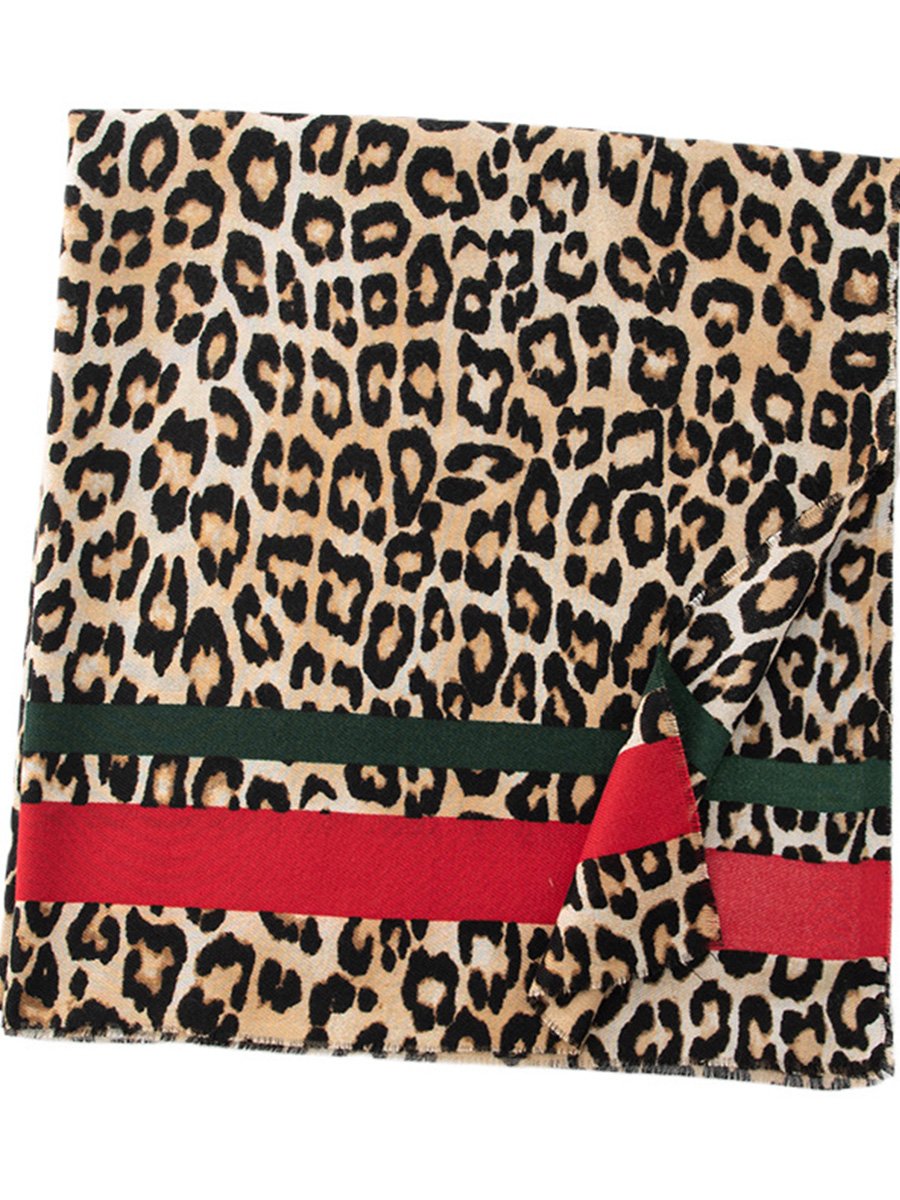 Fashionable Commuting Leopard Print Warm All-match Cashmere Shawl Scarf