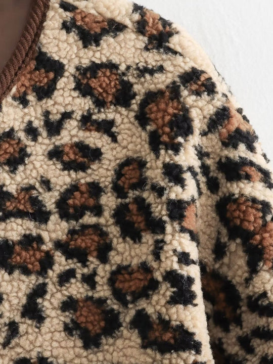 Fashion Leopard Print Casual Loose Plush Jacket