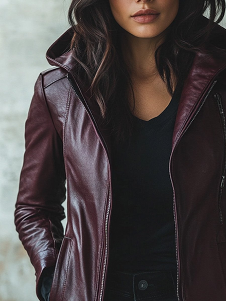 Fashion Retro Hooded Warm Leather Jacket