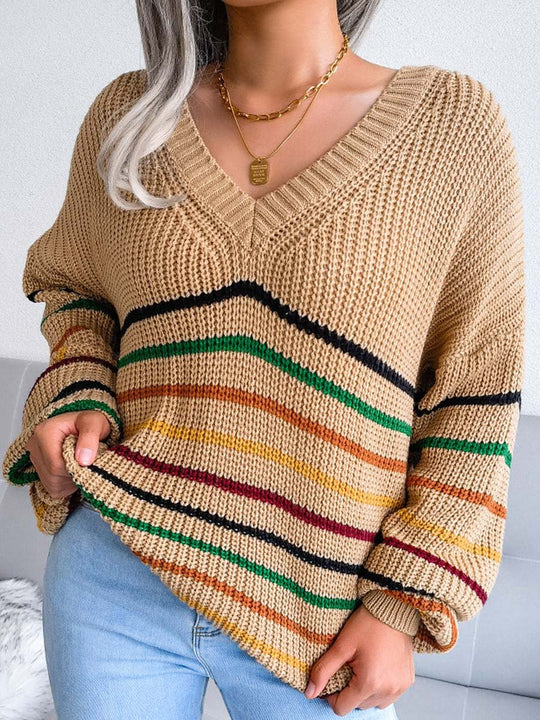 Rainbow Stripe Loose Fit Sweater