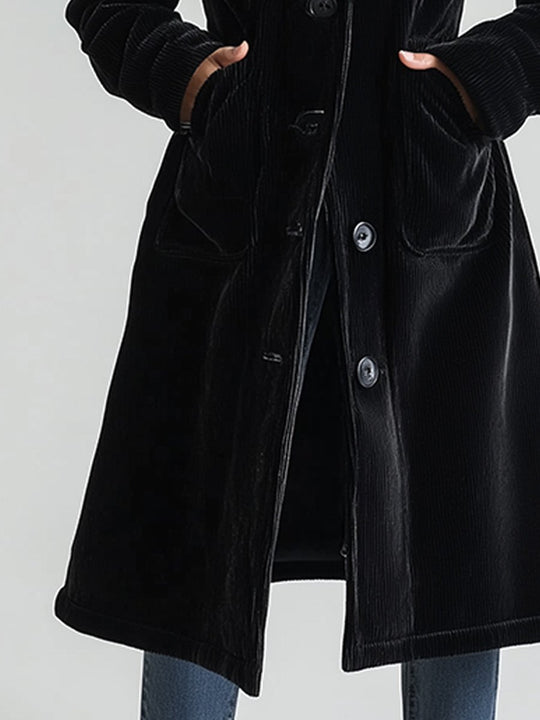 Casual Corduroy Thick Pocket Midi Coat