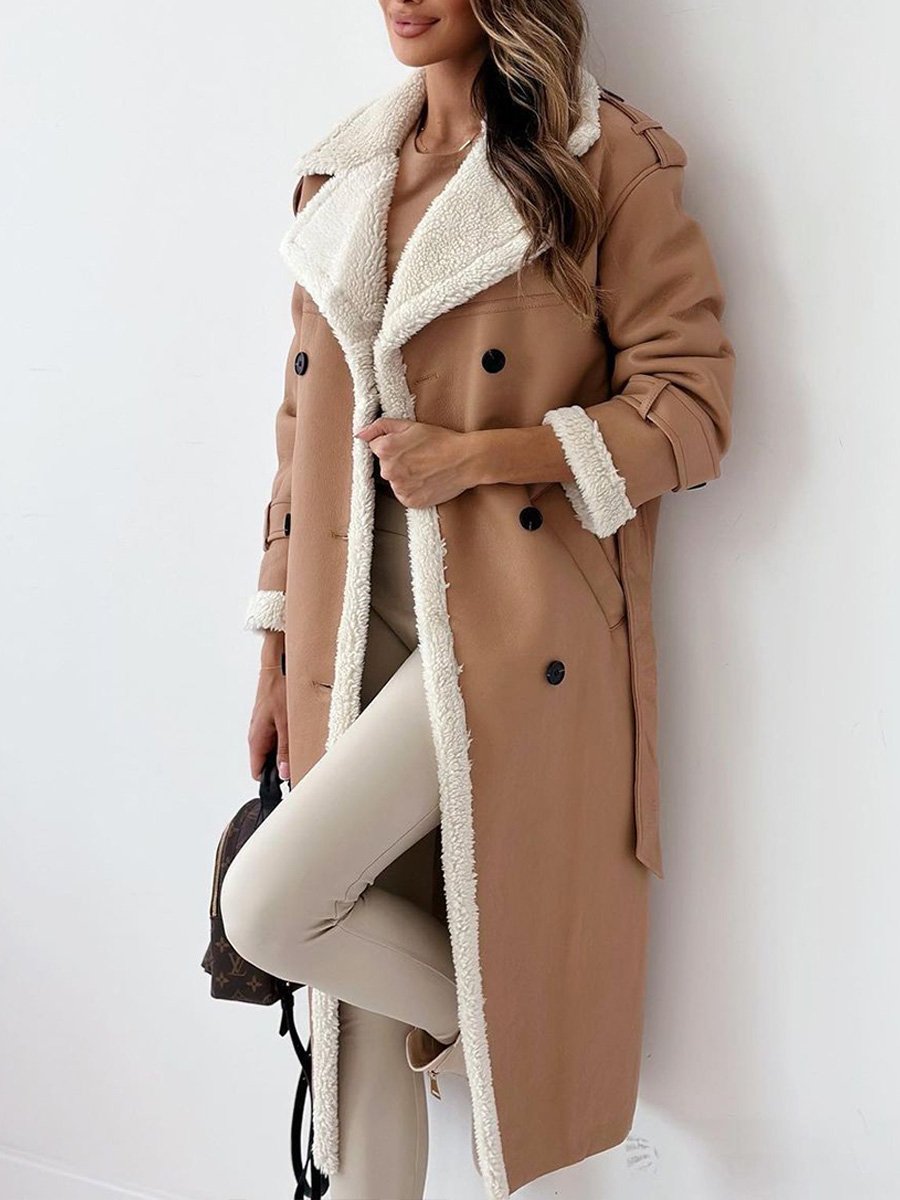 Double-layer Stand-up Collar Composite Fur Coat