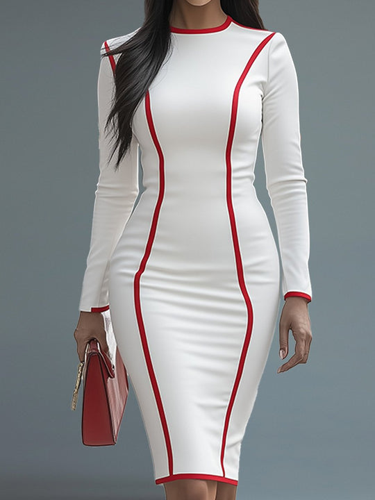 White Fashion Classic Slim Midi Dress