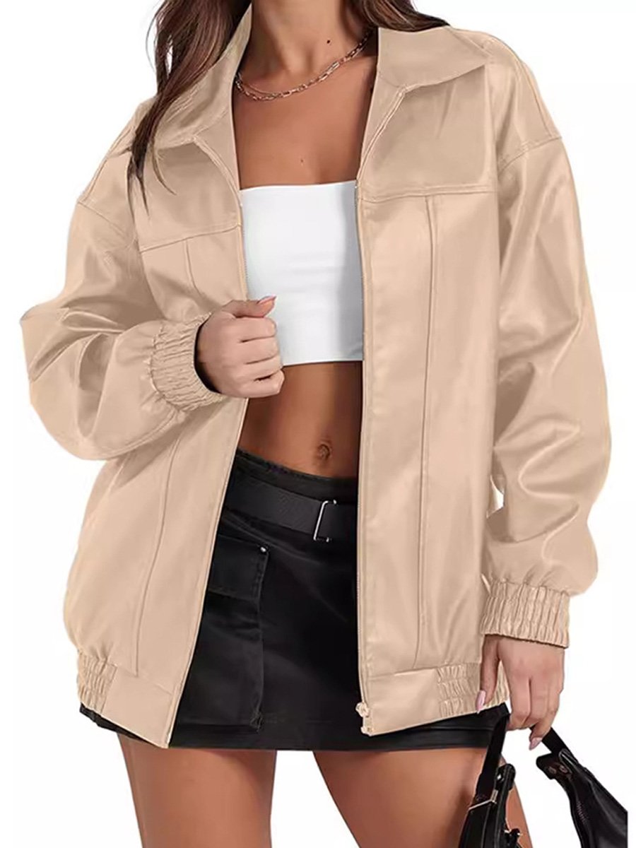 Trendy Versatile Lapel Relaxed Short Leather Jacket