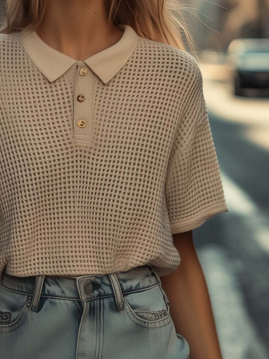 Classic Knit Polo Effortless Style in Beige