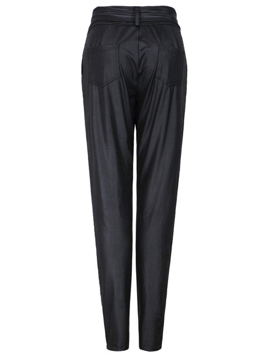 Women's Casual Leather Pants With Belt