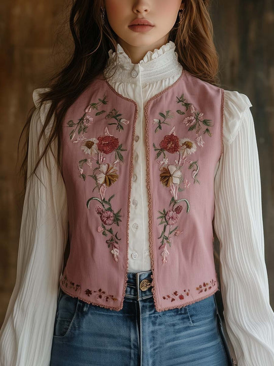 Blush Garden Embroidered Vest