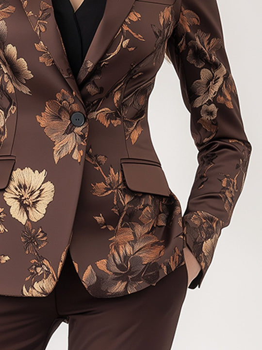 Commuter Lapel Satin Print Slim-fit Blazer