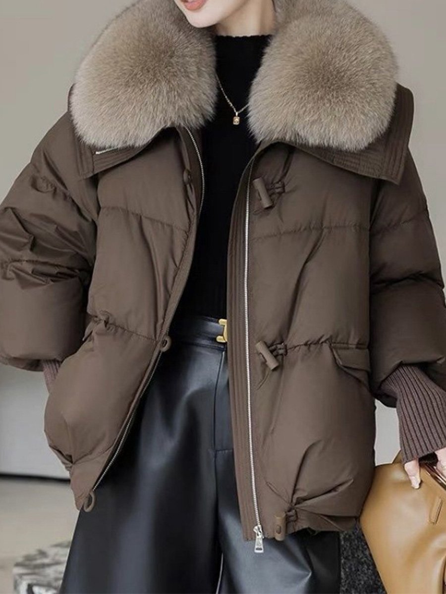 Chic Oversized Down Jacket with Plush Fur Collar