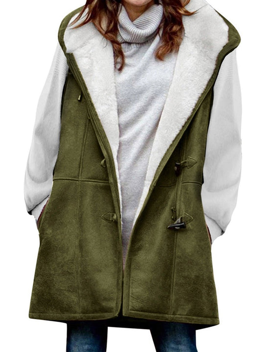 Loose Hooded Casual Thickened Wool Velvet Pocket Vest