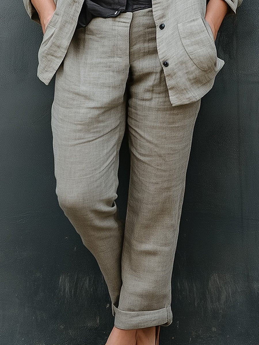 Casual and Comfortable Cotton and Linen Suit