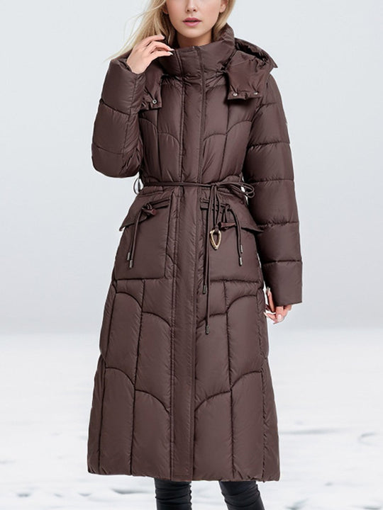 Fashionable Hooded Warm Waist Slim Down Jacket