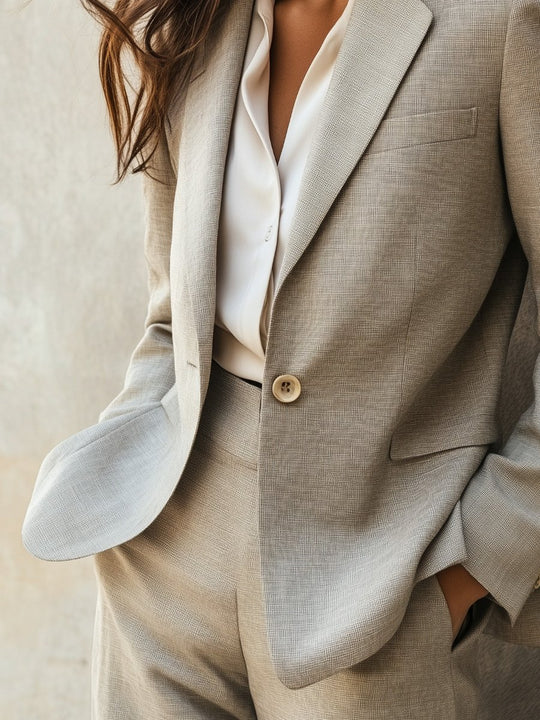 Fashionable and Comfortable Cotton and Linen Long-sleeved Suit Jacket