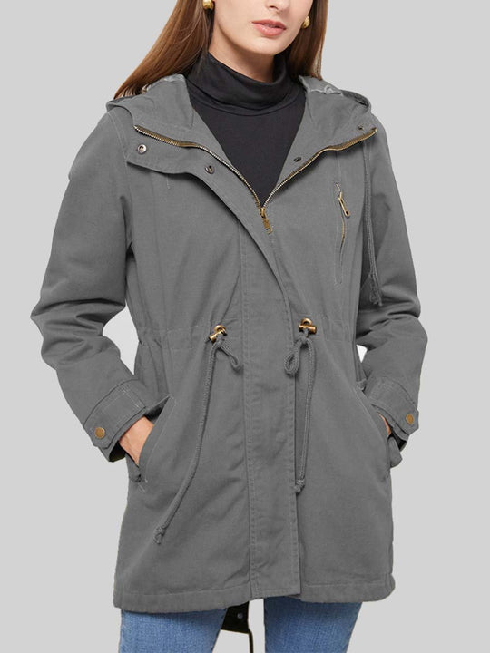 Women's Vintage Cotton Hooded Trench Coat