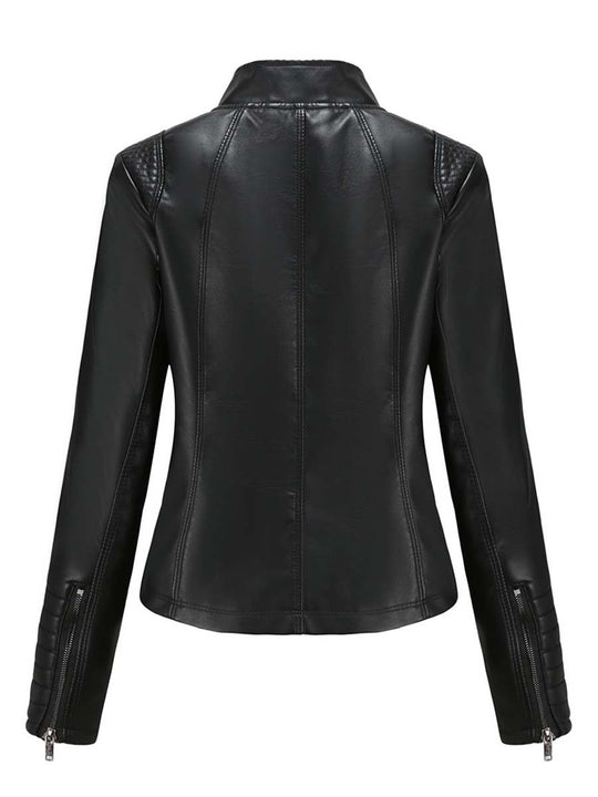 Women's Vintage Zip-Up Biker Jacket