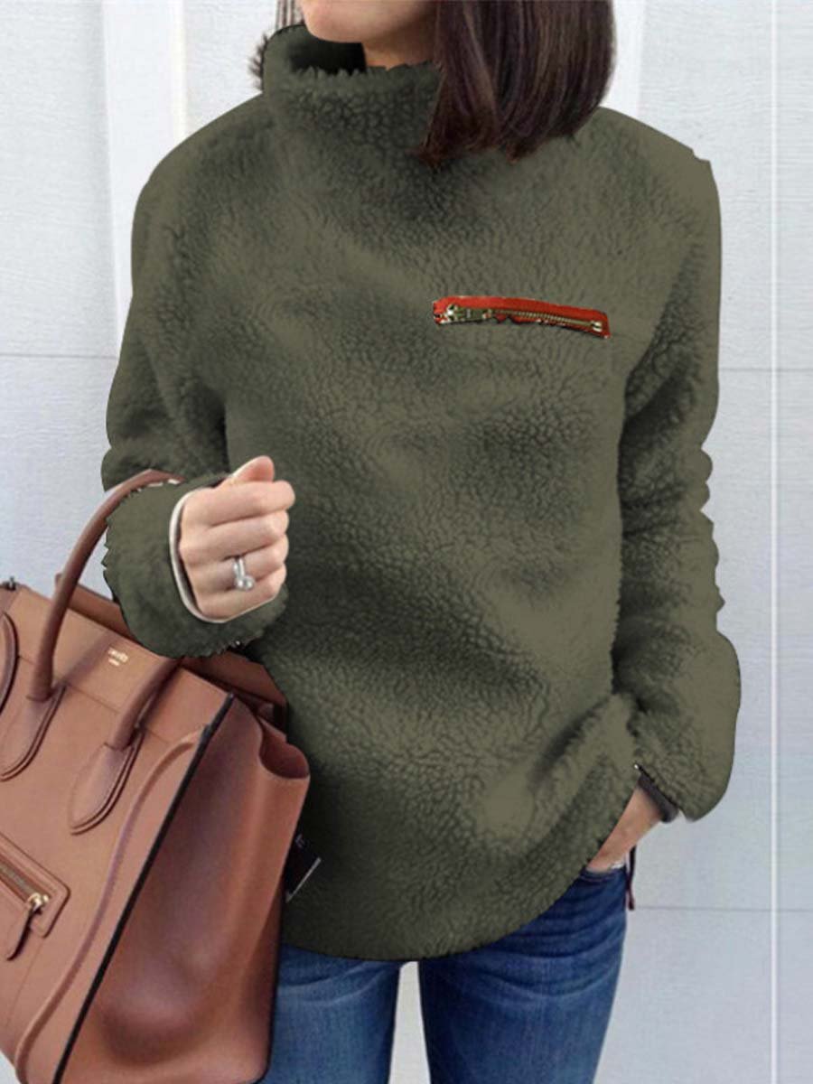 Women's Sherpa Zipper Turtleneck Sweatshirt